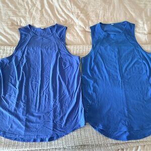 2 Lululemon Athletica Vibrant Blue and Teal tanks.